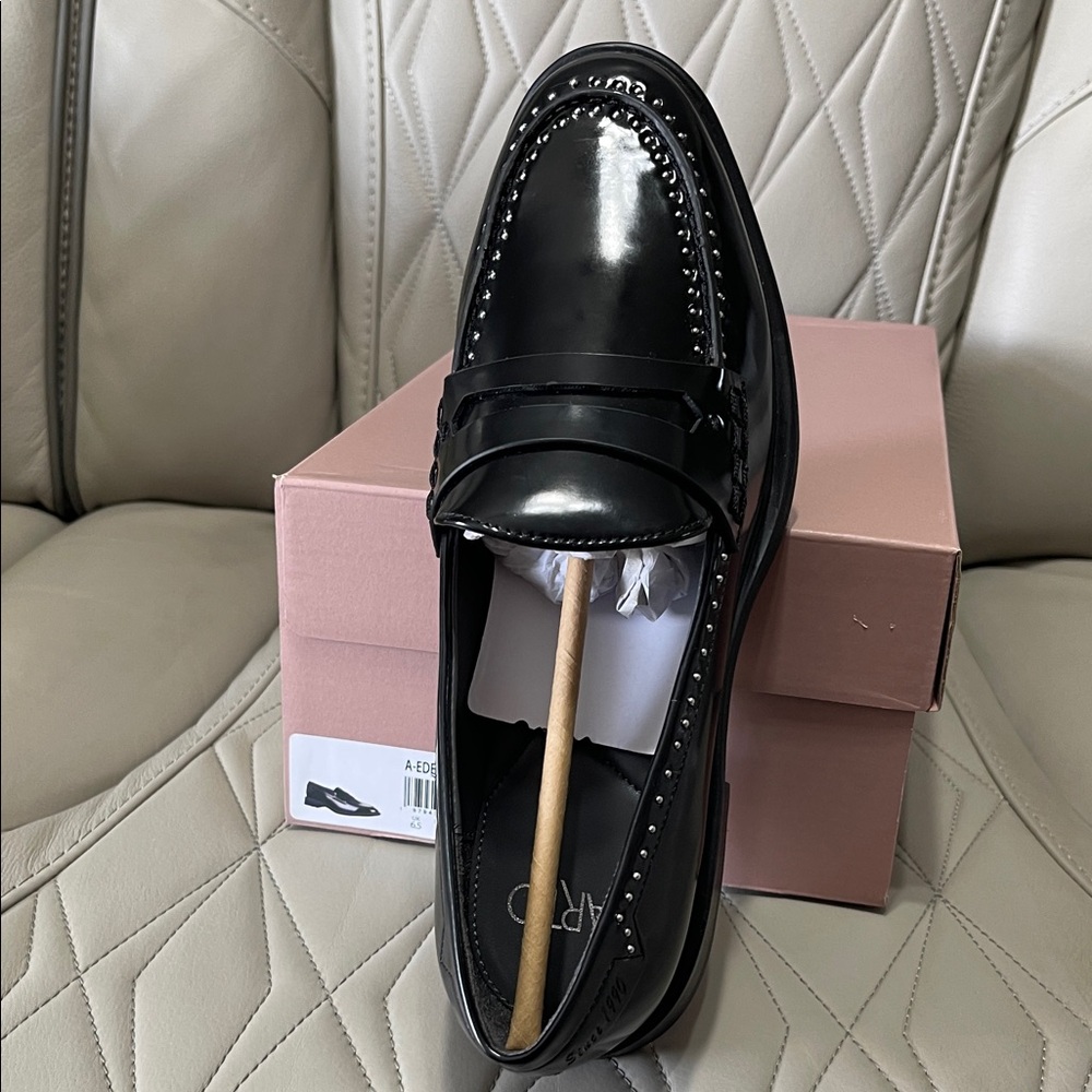 SARTO By Franco Sarto Black Studded Leather Moccasins